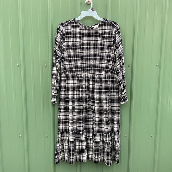 Women's Plus Size Tiered Peasant Plaid Lightweight Comfy Midi Dress Size 2X - Picture 6 of 8
